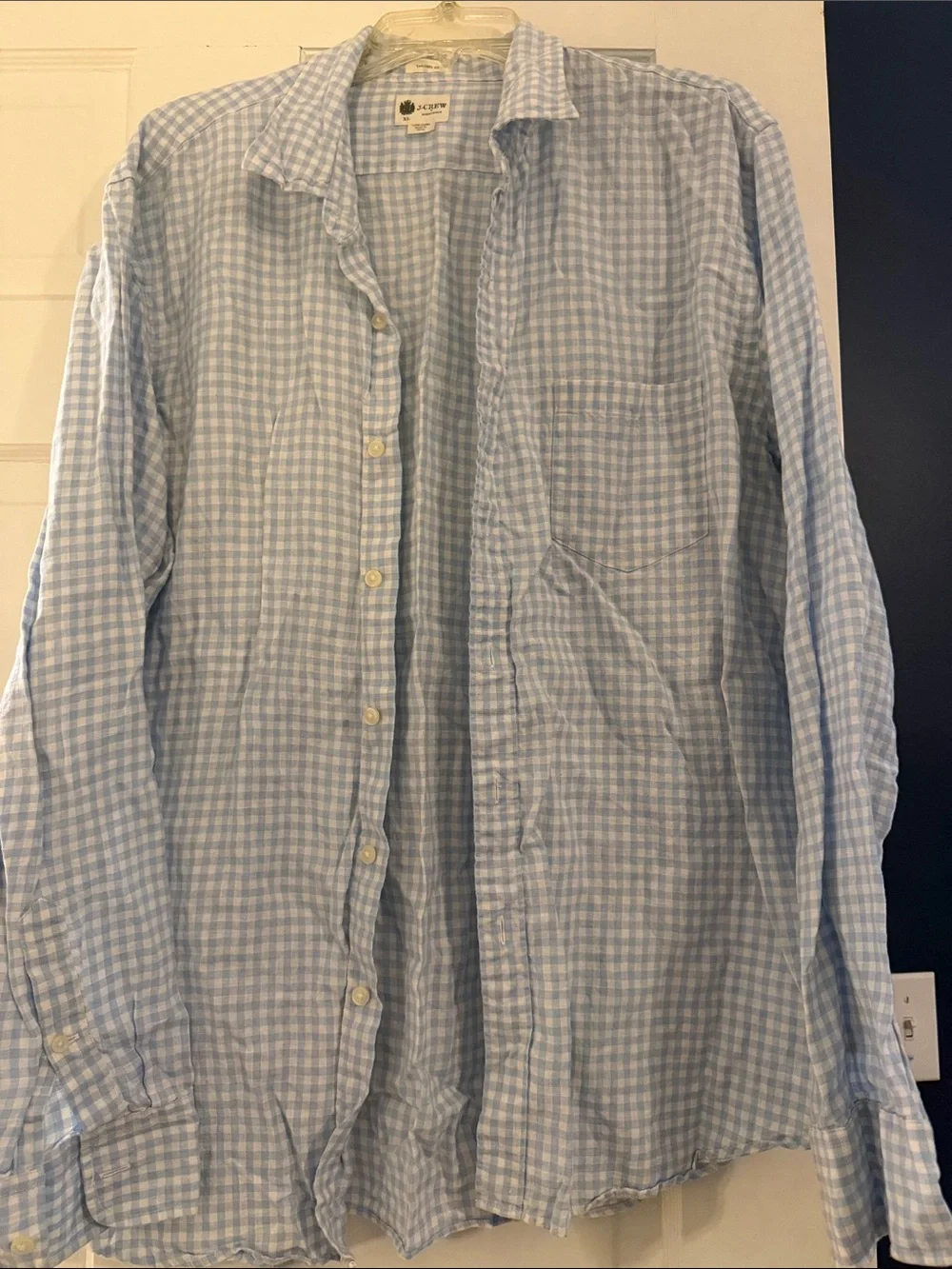 J. Crew Light Blue and White Gingham Button-Down Shirt